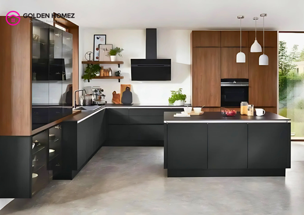 l shape small modular kitchen